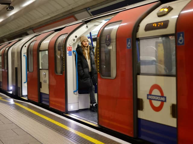 A TfL Victoria Line underground train. (Photo by TOLGA AKMEN/AFP via Getty Images)