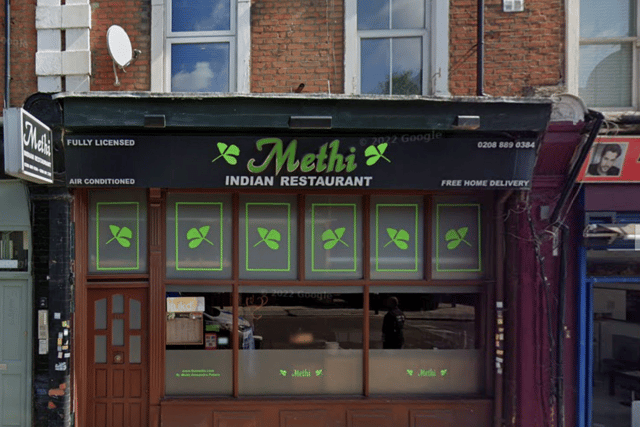 Methi is one of the closest restaurants near to Alexandra Palace at less than a 10 minute stroll away. (Photo credit: Google Maps)