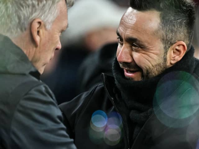 David Moyes (L) will lose a January transfer target to Premier League rival boss Roberto de Zerbi