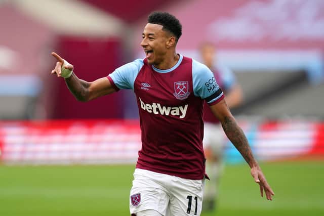 Lingard celebrates scoring for the Hammers in 2020/21 season