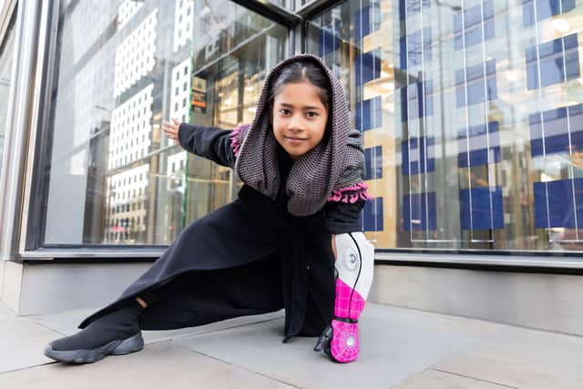 Safiyyah Uddin and her Spider-Woman bionic prosthetic.