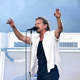 Eddie Vedder of Pearl Jam on stage at BST Hyde Park on July 8 2022. (Photo by Gareth Cattermole/Getty Images)