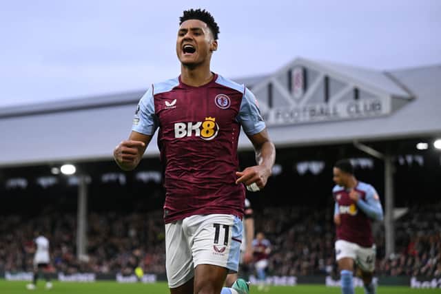 Ollie Watkins celebrates scoring for Aston Villa at Craven Cottage