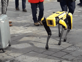 This Boston Dynamics 'Spot' robot dog was taken for a walk around Granary Square, King's Cross, London.