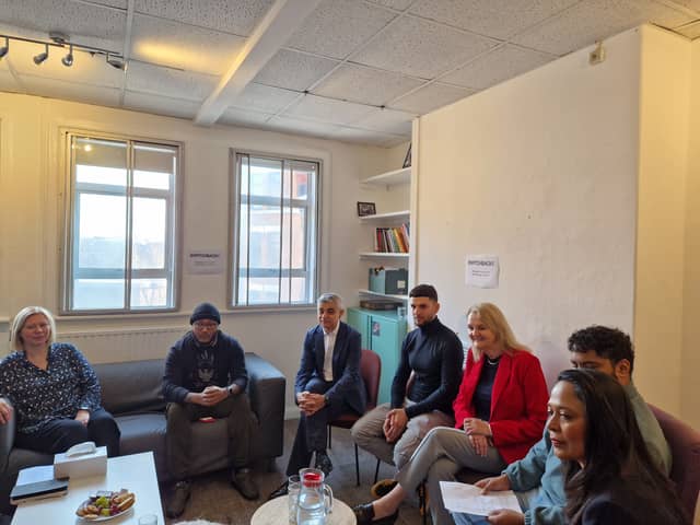 Sadiq Khan during a visit to Switchback in Tower Hamlets