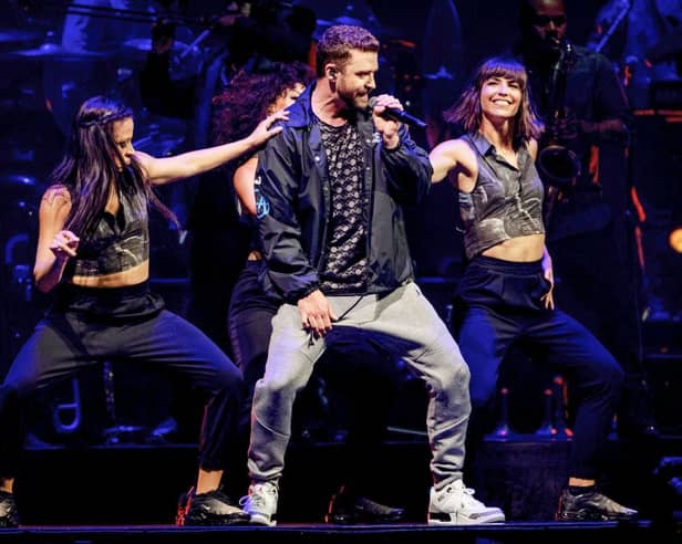 Justin Timberlake on stage in the Ziggo Dome in Amsterdam in 2018.
