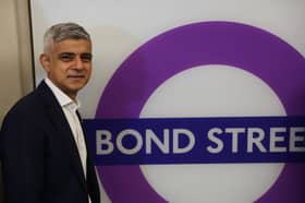 Sadiq Khan, during the opening day of the Elizabeth line at Bond Street on October 24, 2022.