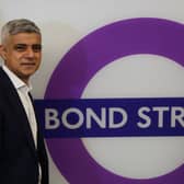 Sadiq Khan, during the opening day of the Elizabeth line at Bond Street on October 24, 2022.