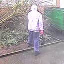 Video shows a masked man hacking at bird feeders in a tree in east London.