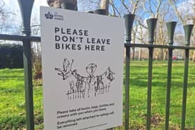 A Hyde Park sign designed by Quentin Blake.