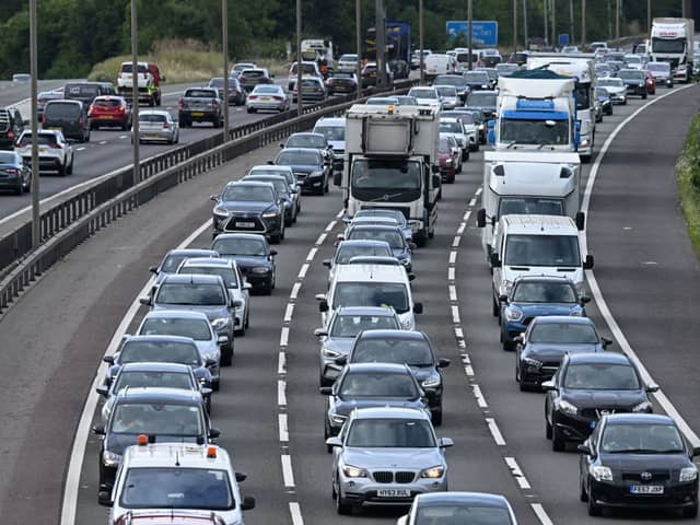 Traffic on the M25. (Photo by JUSTIN TALLIS / AFP via Getty Images)