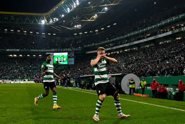 Gyokeres celebrates scoring against FC Porto