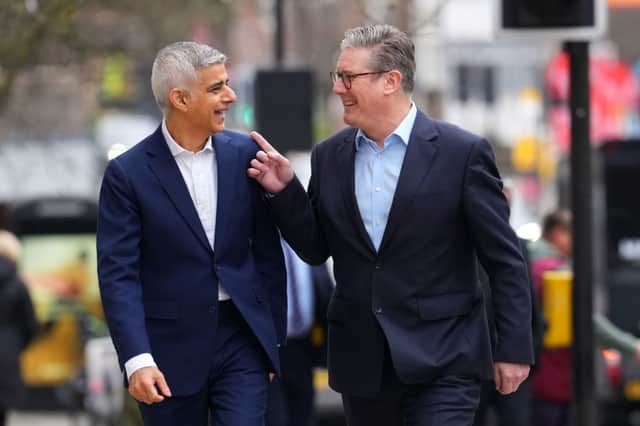 Sadiq Khan was joined by Labour leader Sir Keir Starmer for Mr Khan's launch event in Westminster