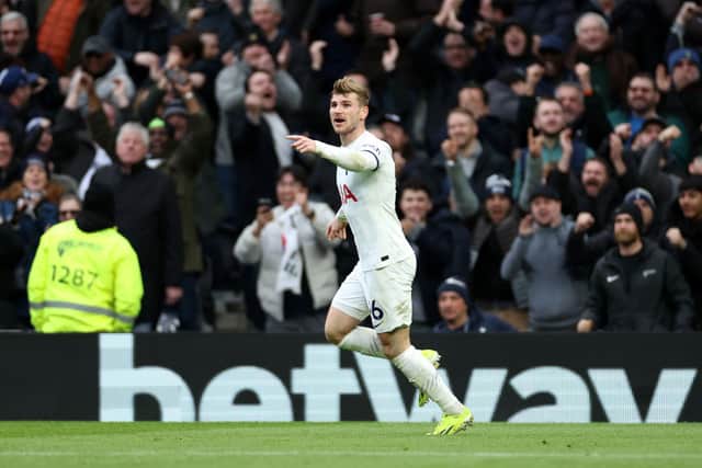 Spurs' Timo Werner celebrates scoring his second goal for the N17 side.