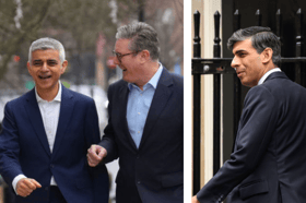 London mayor Sadiq Khan, Labour leader Keir Starmer and Conservative prime minister Rishi Sunak. 