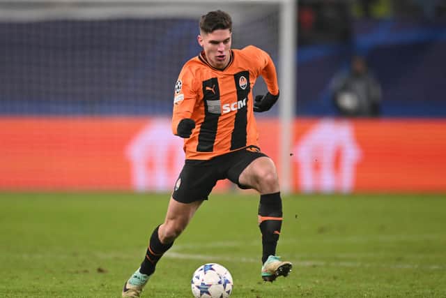 Georgiy Sudakov in action for Shakhtar during UEFA Champions League match against Antwerp