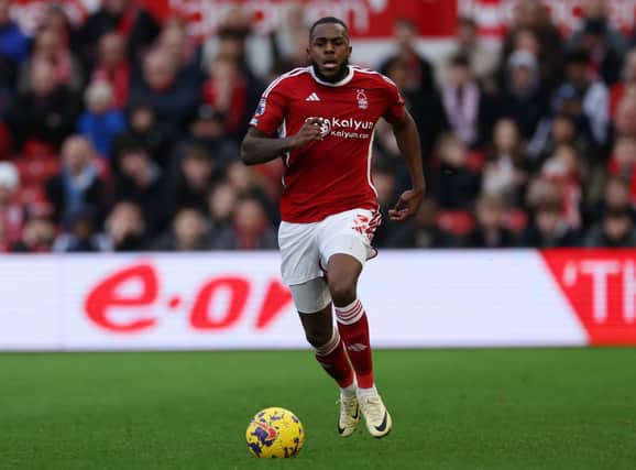 Arsenal loanee Nuno Tavares in action for Nottingham Forest