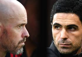 Erin ten Hag (left) and Arsenal manager Mikel Arteta