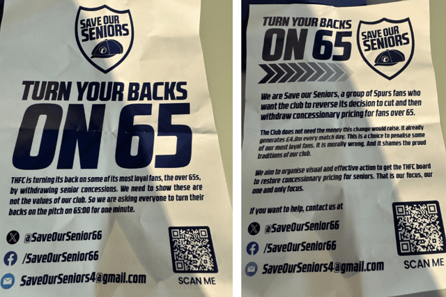 A protest was organised by Spurs supporters' group Save Our Seniors.