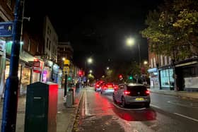 Traffic on a London street.