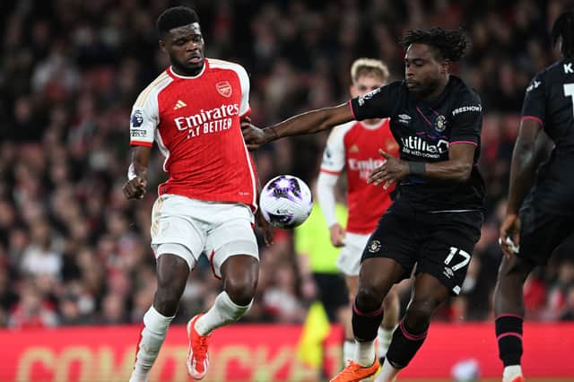 Arsenal's Thomas Partey in action against Luton