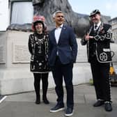 Sadiq Khan with a Pearly King and Queen