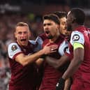 West Ham celebrate Lucas Paqueta's goal. Xabi Alonso has praised six Hammers stars ahead of Europa League clash