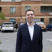 Liberal Democrat London mayoral candidate Rob Blackie at the launch of his housing policy in Sutton