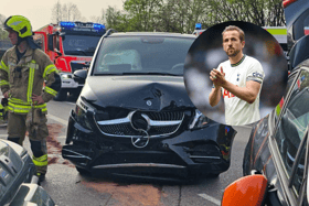 Harry Kane's three eldest children were hospitalised after a car crash in Munich, Germany. (Credit: Getty/HOHENSCHÄFTLARN VOLUNTEER FIRE DEPARTMENT)