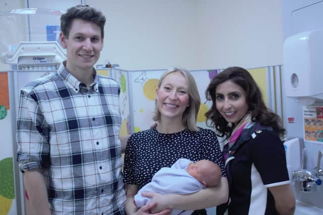 Peter and Anna Verschueren with Professor Asma Khalil and baby Freddie
