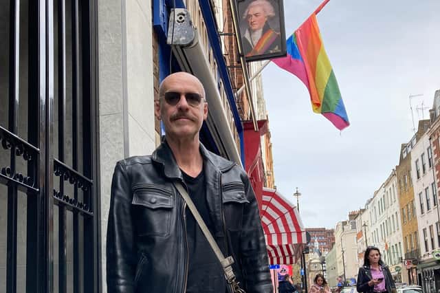 Richard Torry, 64, outside the Admiral Duncan on April 8, 2024. Richard lives across the road and said he was forced to evacuate from his flat on the day of the bombings in 1999. 