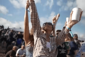 People dancing at a festival