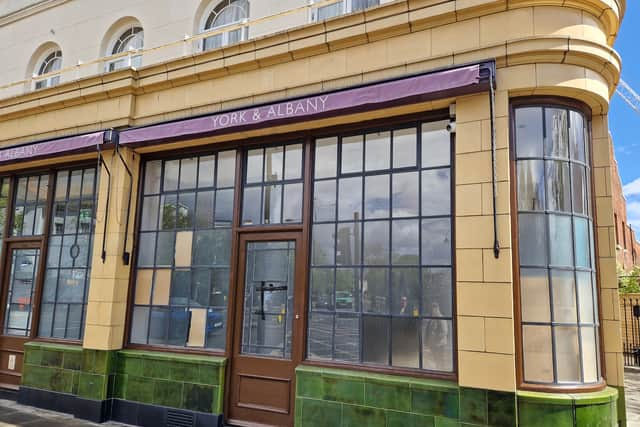 Squatters boarded up the windows of the York & Albany in Camden