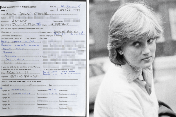 Diana Spencer's paperwork for Solve Your Problem Ltd nanny agency.