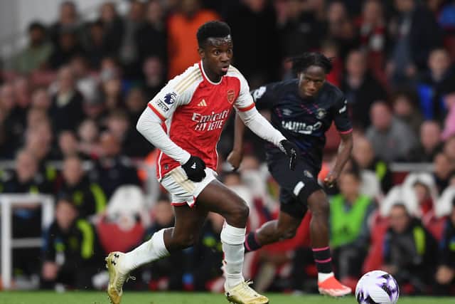 Eddie Nketiah in action for Arsenal against Luton Town