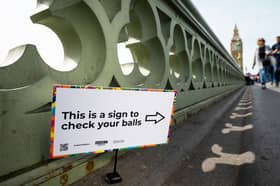 The OddBalls Foundation's campaign on Westminster Bridge.