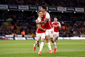 Leandro Trossard (left) and Arsenal teammate Jakub Kiwior