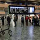 Departure boards at Euston station. 