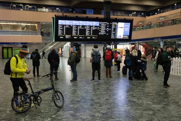 Departure boards at Euston station. 