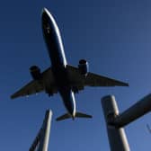 An aircraft landing at Heathrow.