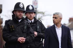 Sadiq Khan with police officers in Earlsfield in March 2024.