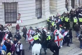 Skirmishes with police on St George's Day in Whitehall.