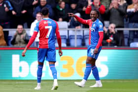 Eberechi Eze and Michael Olise celebrate Palace's second goal against West Ham