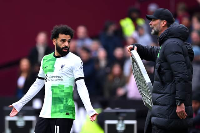 Salah appeared to lose his cool when speaking with Klopp before coming on.