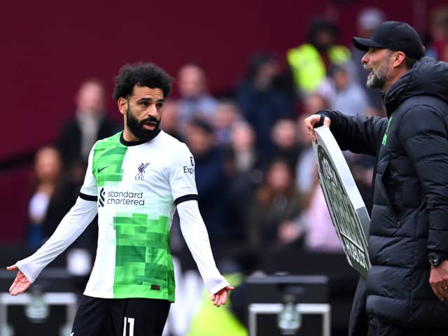 Salah appeared to lose his cool when speaking with Klopp before coming on.
