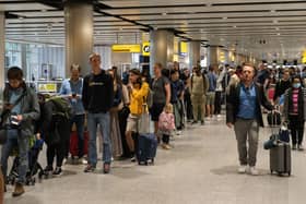 Travellers wait at Heathrow in 2022. 