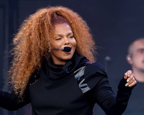 Janet Jackson performs on the Pyramid at the Glastonbury Festival in 2019. 