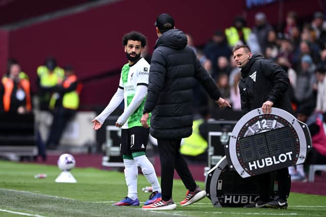 Mohamed Salah and Jurgen Klopp had a heated exchange.