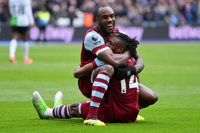 Antonio celebrates scoring against Liverpool.