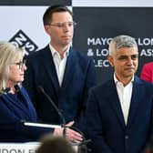 Labour mayor Sadiq Khan is congratulated by Conservative candidate Susan Hall.